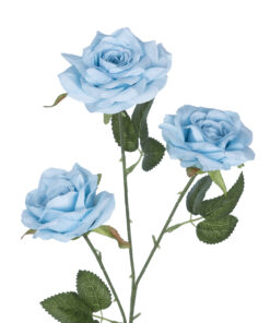 GloboStar® Artificial Garden SKY BLUE CLIMBING ROSE BRANCH 21191 Τεχνητό Διακοσμητικό Κλαδί Τριαντάφυλλο Ξεθωριασμένο Γαλάζιο Y66cm