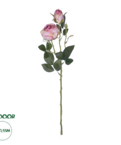 GloboStar® Artificial Garden PINK DAMASK CLIMBING ROSE BRANCH 21199 Τεχνητό Διακοσμητικό Κλαδί Τριαντάφυλλο Σαμπανιζέ Y55cm