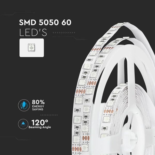 LED Ταινία 7W V-TAC Dimmable 900lm/m Πολύχρωμη RGB 5 Μέτρα – 212120