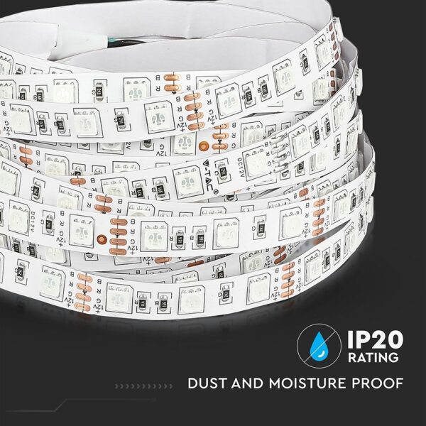 LED Ταινία 7W V-TAC Dimmable 900lm/m Πολύχρωμη RGB 5 Μέτρα – 212120