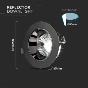 LED Φωτιστικό Χωνευτό COB 10W Μαύρο V-TAC PRO Samsung Chip 110° 950lm Θερμό 3000K – 2120051