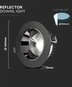 LED Φωτιστικό Χωνευτό COB 20W Μαύρο V-TAC PRO Samsung Chip 120° 1780lm Θερμό 3000K – 2120054