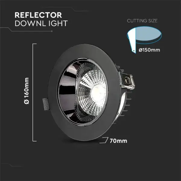 LED Φωτιστικό Χωνευτό COB 20W Μαύρο V-TAC PRO Samsung Chip 120° 1780lm Θερμό 3000K – 2120054