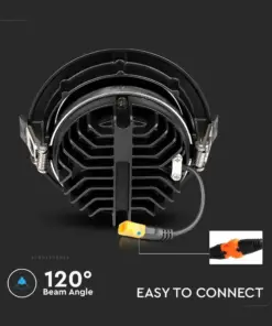 LED Φωτιστικό Χωνευτό COB 20W Μαύρο V-TAC PRO Samsung Chip 120° 1780lm Θερμό 3000K – 2120054