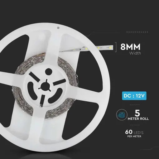 LED Ταινία 4.2W 12V V-TAC 420lm/m Πράσινη 5 Μέτρα – 212011