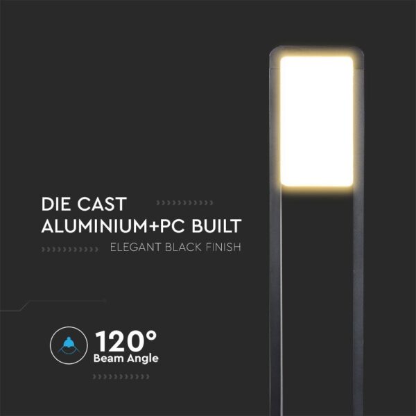 Φωτιστικό Κολωνάκι Δαπέδου LED 10W V-TAC PRO Samsung Chip Μαύρο  IP65 Φυσικό 4000K – 2120114