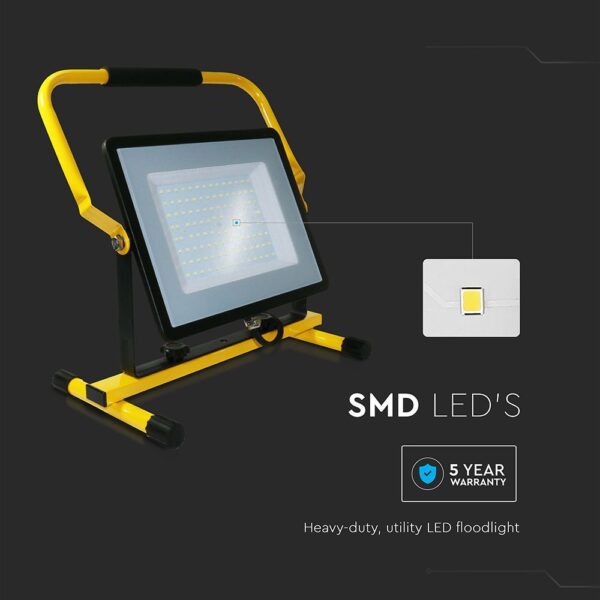 Φορητός Προβολέας LED 100W V-TAC PRO Samsung Chip Μαύρος 3m Καλώδιο Φυσικό Λευκό 4000K – 2120124