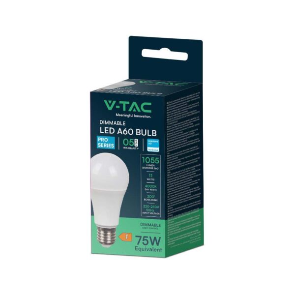 Λάμπα LED E27 A60 Samsung Chip SMD 11W 4000K Dimmable  V-TAC – 2120184