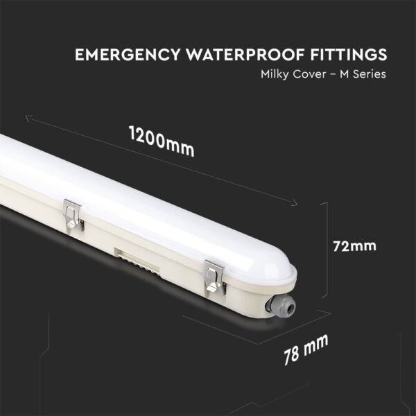 LED Αδιάβροχο φωτιστικό Samsung SMD 36W 1.2m φυσικό λευκό 4000K ασφαλείας milky cover με ανοξείδωτα κλιπς 120lm/W V-TAC – 2120223
