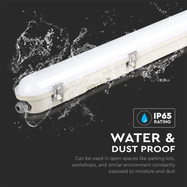 LED Αδιάβροχο φωτιστικό Samsung SMD 36W 1.2m φυσικό λευκό 4000K ασφαλείας milky cover με ανοξείδωτα κλιπς 120lm/W V-TAC – 2120223