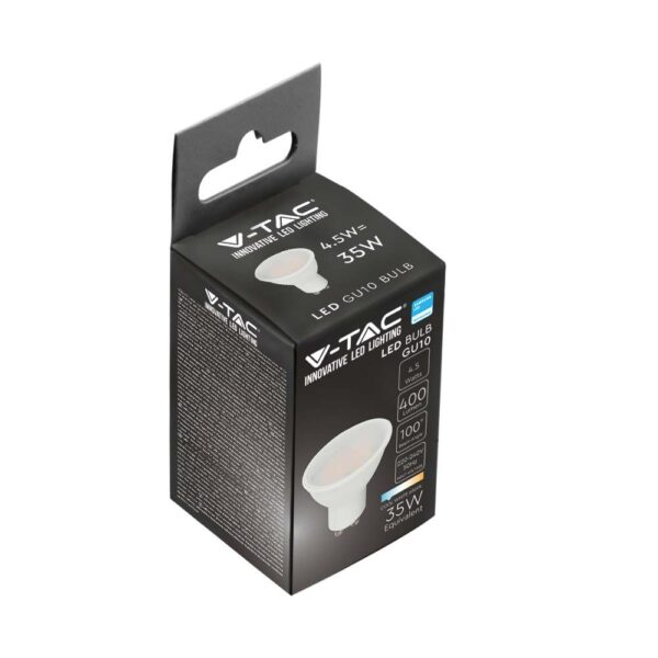 LED SPOT Λάμπα GU10 4.5W V-TAC PRO Samsung Chip 100° 400lm Ψυχρό Λευκό 6400K – 21203