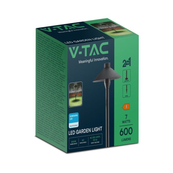 7W Led Φωτιστικό Κολωνακι/Καρφί Κήπου V-TAC SAMSUNG Chip Μαύρο IP65 3000K – 2120316