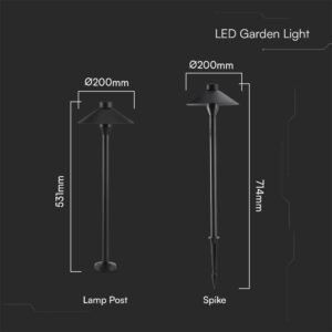 7W Led Φωτιστικό Κολωνακι/Καρφί Κήπου V-TAC SAMSUNG Chip Μαύρο IP65 3000K – 2120316