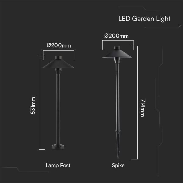 7W Led Φωτιστικό Κολωνακι/Καρφί Κήπου V-TAC SAMSUNG Chip Μαύρο IP65 3000K – 2120316
