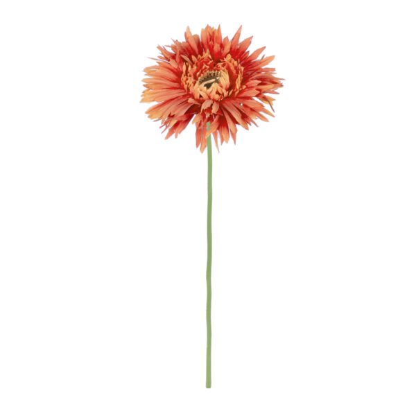 GloboStar® Artificial Garden ORANGE  ROSE BRANCH 21206 Τεχνητό Διακοσμητικό Κλαδί Ζέρμπερας Πορτοκαλί Y44cm