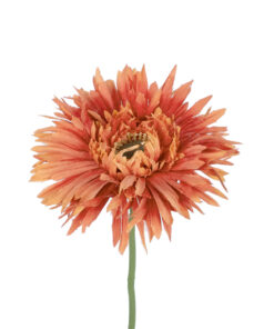 GloboStar® Artificial Garden ORANGE ROSE BRANCH 21206 Τεχνητό Διακοσμητικό Κλαδί Ζέρμπερας Πορτοκαλί Y44cm