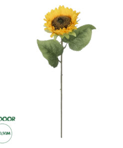 GloboStar® Artificial Garden YELLOW SUNFLOWER BRANCH 21212 Τεχνητό Διακοσμητικό Κλαδί Ηλιοτρόπιο Κίτρινο Y50cm