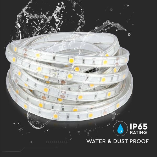 LED Ταινία 6W V-TAC Dimmable 500lm/m Αδιάβροχη IP65 Θερμό   3000K 5 Μέτρα – 212145