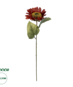 GloboStar® Artificial Garden RED SUNFLOWER BRANCH 21214 Τεχνητό Διακοσμητικό Κλαδί Ηλιοτρόπιο Κόκκινο Y50cm