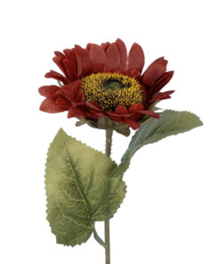 GloboStar® Artificial Garden RED SUNFLOWER BRANCH 21214 Τεχνητό Διακοσμητικό Κλαδί Ηλιοτρόπιο Κόκκινο Y50cm