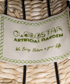 GloboStar® Artificial Garden PALERMO 21231 Διακοσμητικό Πλεκτό Καλάθι – Κασπώ Γλάστρα – Flower Pot Μπεζ με Μπορντό Φ38cm x Υ50cm