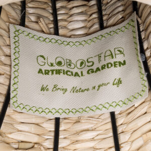 GloboStar® Artificial Garden PALERMO 21231 Διακοσμητικό Πλεκτό Καλάθι – Κασπώ Γλάστρα – Flower Pot Μπεζ με Μπορντό Φ38cm x Υ50cm