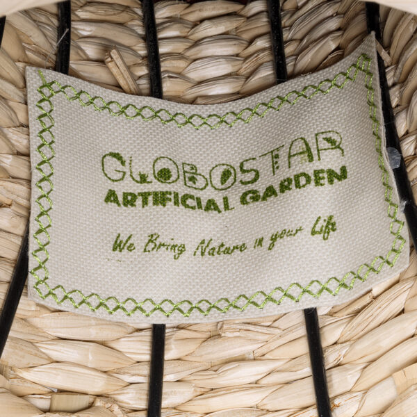 GloboStar® Artificial Garden PALERMO 21231 Διακοσμητικό Πλεκτό Καλάθι – Κασπώ Γλάστρα – Flower Pot Μπεζ με Μπορντό Φ38cm x Υ50cm