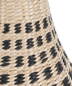 GloboStar® Artificial Garden MARSELLE 21232 Διακοσμητικό Πλεκτό Καλάθι – Κασπώ Γλάστρα – Flower Pot Μπεζ με Μαύρο Φ32cm x Υ65cm