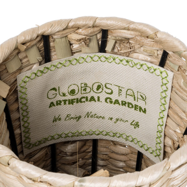 GloboStar® Artificial Garden MARSELLE 21232 Διακοσμητικό Πλεκτό Καλάθι – Κασπώ Γλάστρα – Flower Pot Μπεζ με Μαύρο Φ32cm x Υ65cm