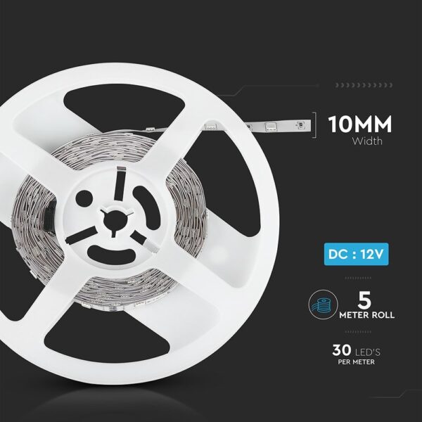 LED Ταινία 6W V-TAC Dimmable 500lm/m Πολύχρωμη RGB 5 Μέτρα – 212124