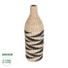 GloboStar® Artificial Garden AQABA 21243 Διακοσμητικό Πλεκτό Καλάθι – Κασπώ Γλάστρα – Flower Pot Μπεζ με Μαύρο Φ20cm x Υ60cm