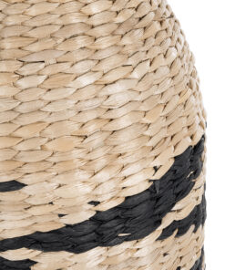 GloboStar® Artificial Garden AQABA 21243 Διακοσμητικό Πλεκτό Καλάθι – Κασπώ Γλάστρα – Flower Pot Μπεζ με Μαύρο Φ20cm x Υ60cm