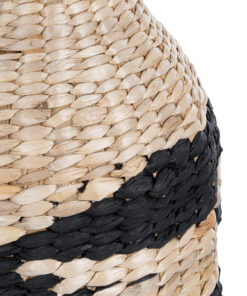 GloboStar® Artificial Garden JORDAN 21245 Διακοσμητικό Πλεκτό Καλάθι – Κασπώ Γλάστρα – Flower Pot Μπεζ με Μαύρο Φ16cm x Υ30cm