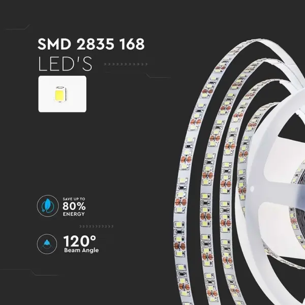 LED Ταινία 12W V-TAC Dimmable 24V 1680lm/m Θερμό 3000K 5 Μέτρα – 212596
