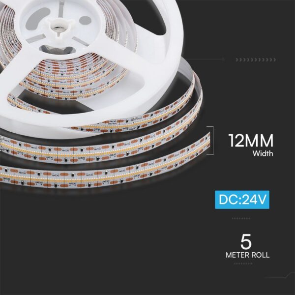 LED Ταινία 22W V-TAC CRI>95 Dimmable 24V 2100lm/m Θερμό 3000K 5 Μέτρα – 212602
