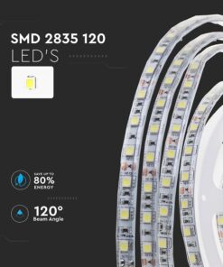 Ταινία LED SMD2835 DC:24V IP65 7.5W/m ψυχρό λευκό 100lm/W V-TAC – 212627