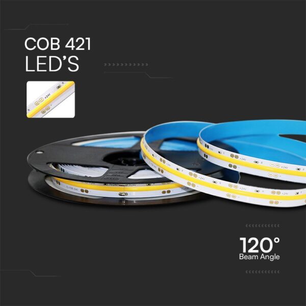 LED Ταινία COB 10W V-TAC Dimmable 24V 1000lm/m Φυσικό 4000K 5 Μέτρα – 212668