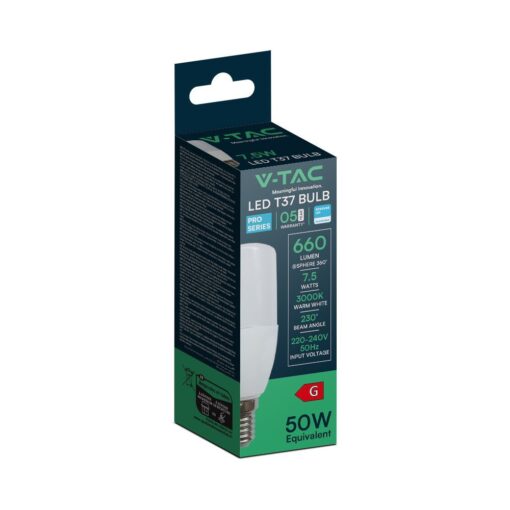 LED Λάμπα E14 7.5W T37 V-TAC PRO Samsung Chip 200° 660lm Θερμό 3000K – 21267