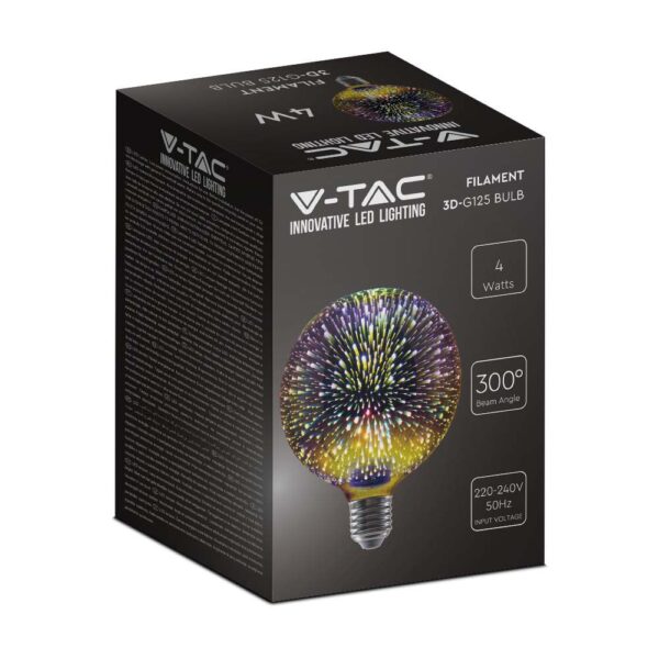 LED Λάμπα E27 G125 4W 3D Filament V-TAC 300°  – 212706