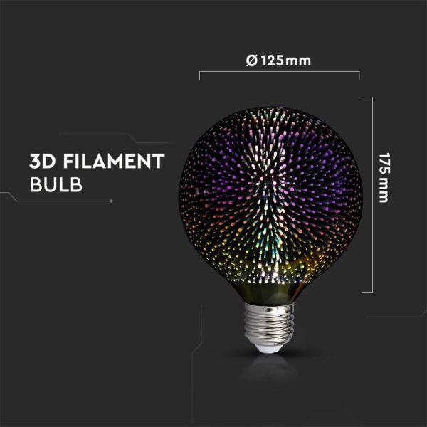 LED Λάμπα E27 G125 4W 3D Filament V-TAC 300°  – 212706