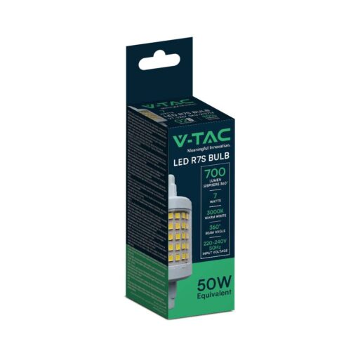 LED Λάμπα R7S 78mm 7W V-TAC 360° 700lm Θερμό Λευκό 3000Κ – 212713