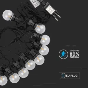 Αδιάβροχο φωτιστικό γιρλάντα 5m με 10 λάμπες Filament Θερμό λευκό 3000Κ V-TAC – 212728
