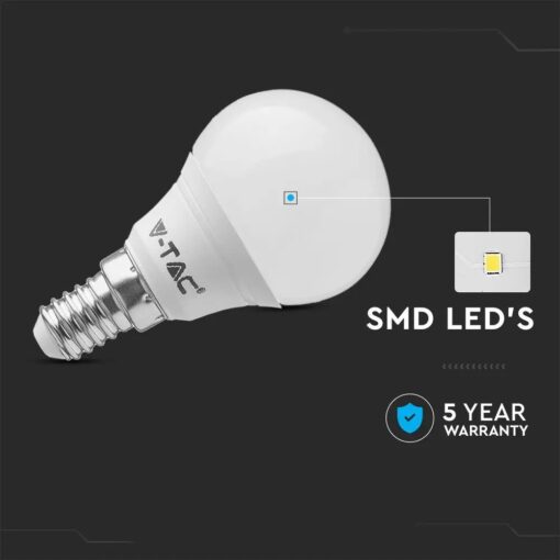 Λάμπα LED E14 P45 SMD 4.5W  3000K 6 τμχ. V-TAC – 212733