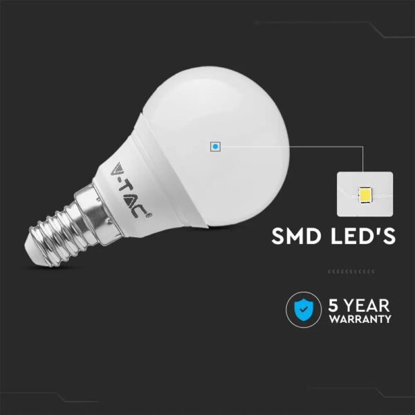 Λάμπα LED E14 P45 SMD 4.5W  3000K 6 τμχ. V-TAC – 212733