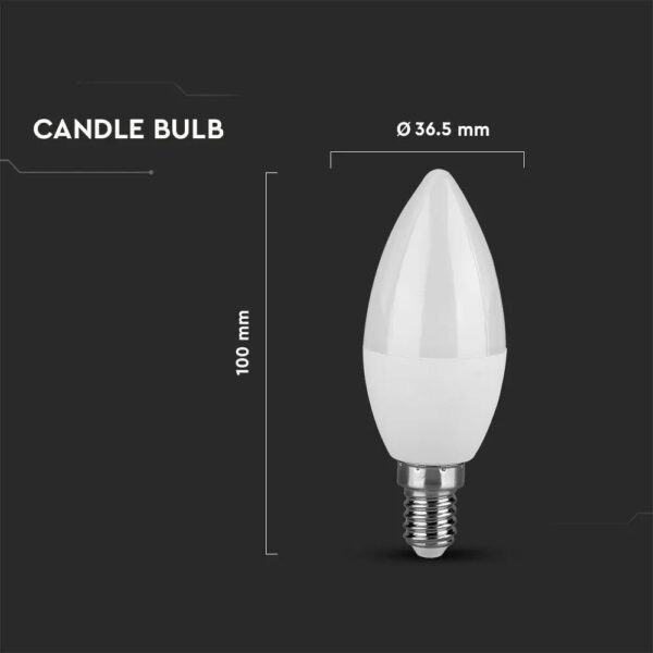 Λάμπα LED E14 Κερί SMD 5.5W 6500K 6 τμχ. V-TAC – 212738