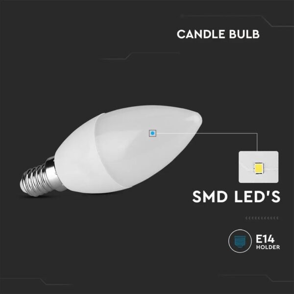 Λάμπα LED E14 Κερί SMD 5.5W 6500K 6 τμχ. V-TAC – 212738