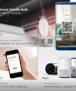 Wi-Fi Λάμπα LED 4.8W E14 Κεράκι V-TAC Smart Home 450lm 2700K-6400K+RGB – 212754