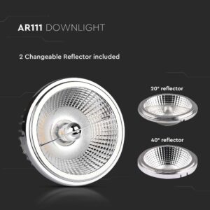 Λάμπα LED Spot  AR111 COB 20W Θερμό Λευκό 3000K 20°/40° V-TAC – 212792