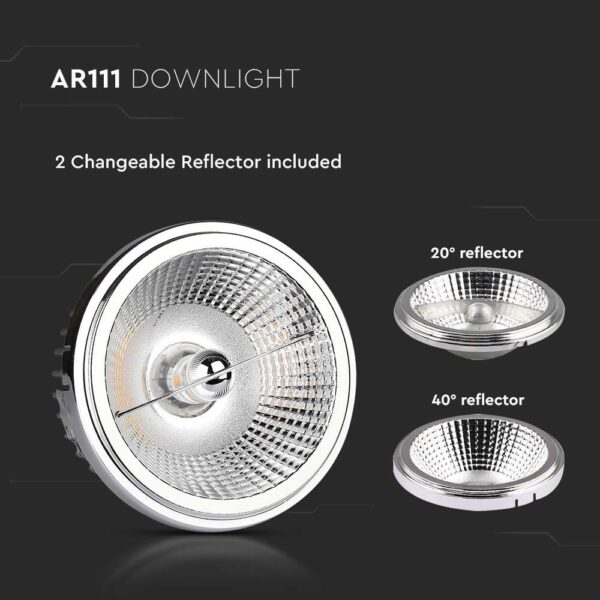 Λάμπα LED Spot  AR111 COB 20W Θερμό Λευκό 3000K 20°/40° V-TAC – 212792
