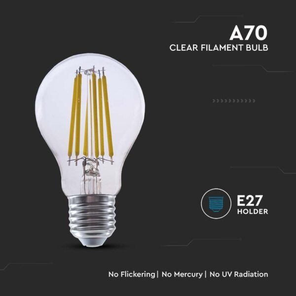 Λάμπα LED E27 18W 3000K γυαλί διάφανο 140lm/W V-TAC – 212802